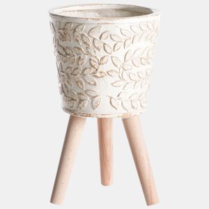 Vaso alto para plantas ALIARTOS 26 cm Branco creme