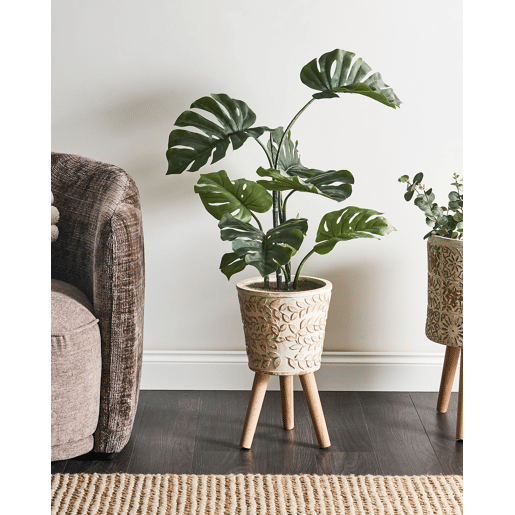 Vaso alto para plantas ALIARTOS 26 cm Branco creme