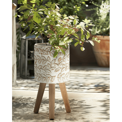 Vaso alto para plantas ALIARTOS 26 cm Branco creme