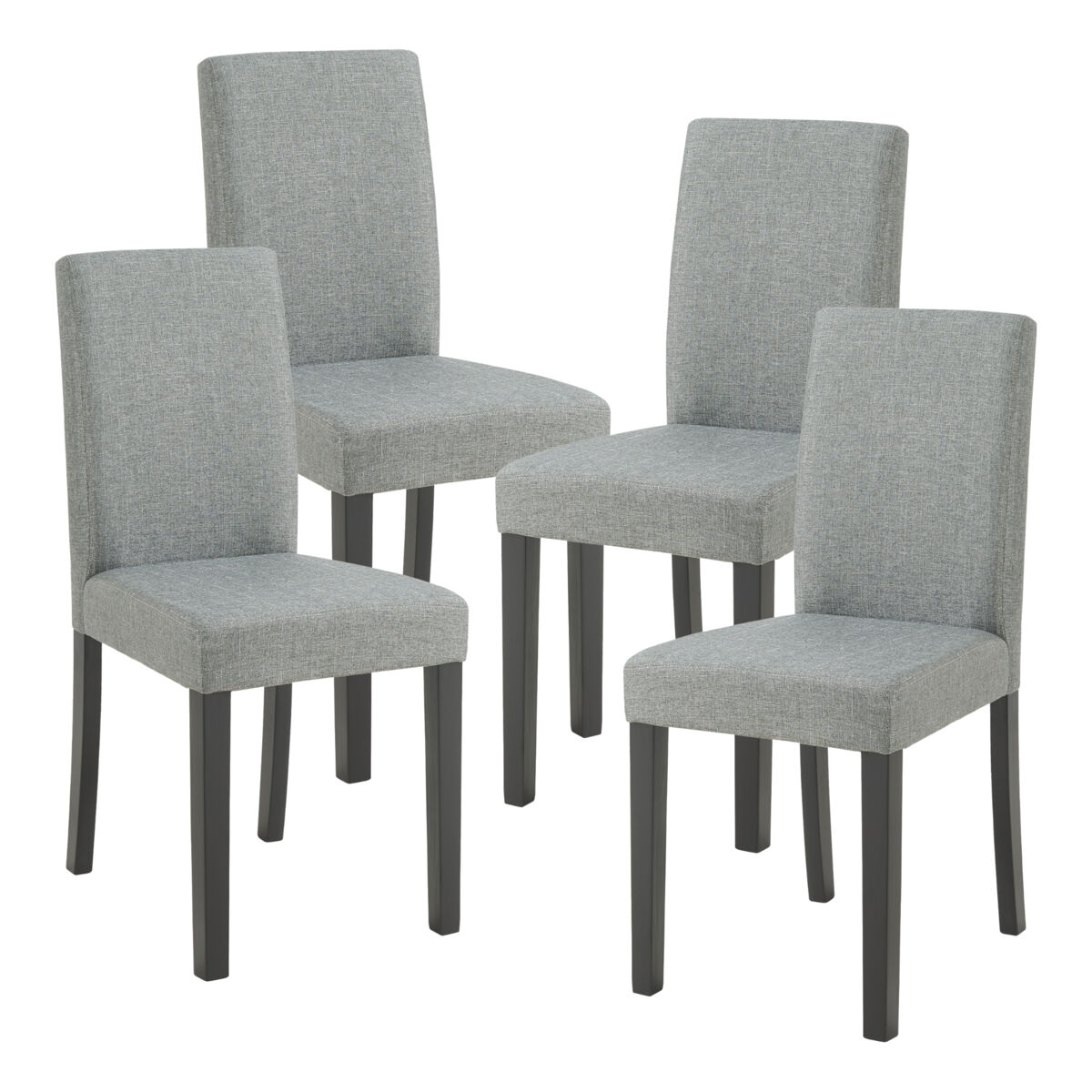 Conjunto de 4 sillas de comedor hamburg 89x43x54 cm tela - gris claro [en.casa]
