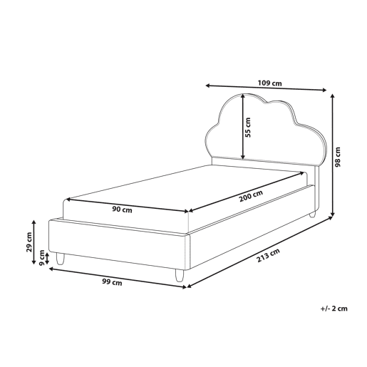 Cama infantil Nuvem Bouclé BELLEVUE 90 x 200 cm Branco creme