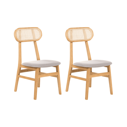 Conjunto de 2 cadeiras de jantar FALLON Castanho claro