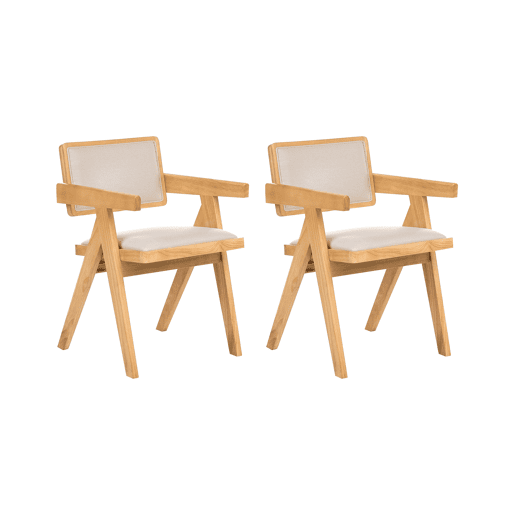 Conjunto de 2 cadeiras de jantar CARMODY Madeira Castanho claro