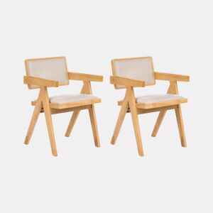 Conjunto de 2 cadeiras de jantar CARMODY Madeira Castanho claro