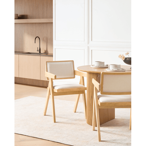 Conjunto de 2 cadeiras de jantar CARMODY Madeira Castanho claro