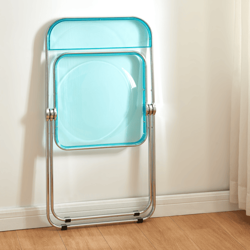 Conjunto de 4 cadeiras dobráveis Pornainen aço transparente 74x46x47 cm Azul claro en.casa