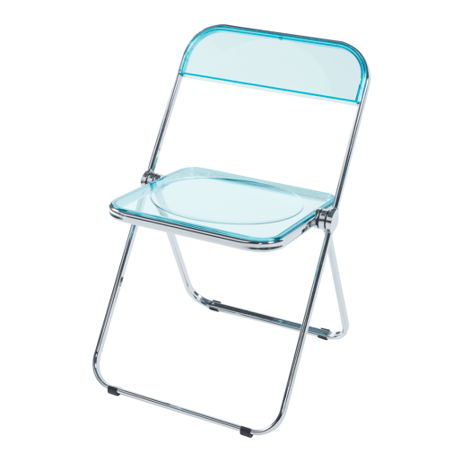 Conjunto de 4 cadeiras dobráveis Pornainen aço transparente 74x46x47 cm Azul claro en.casa