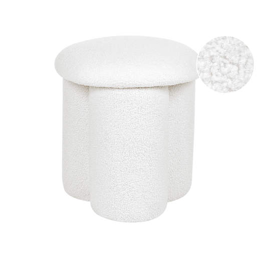 Pufe CARRINGTON Bouclé Branco creme 40 cm 40 cm 45 cm