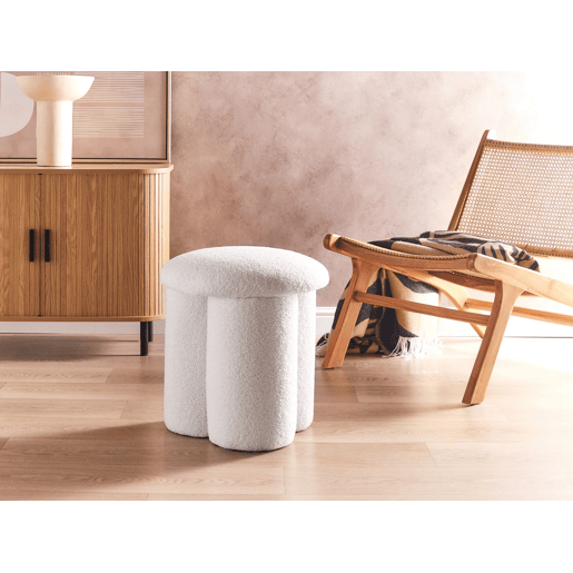 Pufe CARRINGTON Bouclé Branco creme 40 cm 40 cm 45 cm