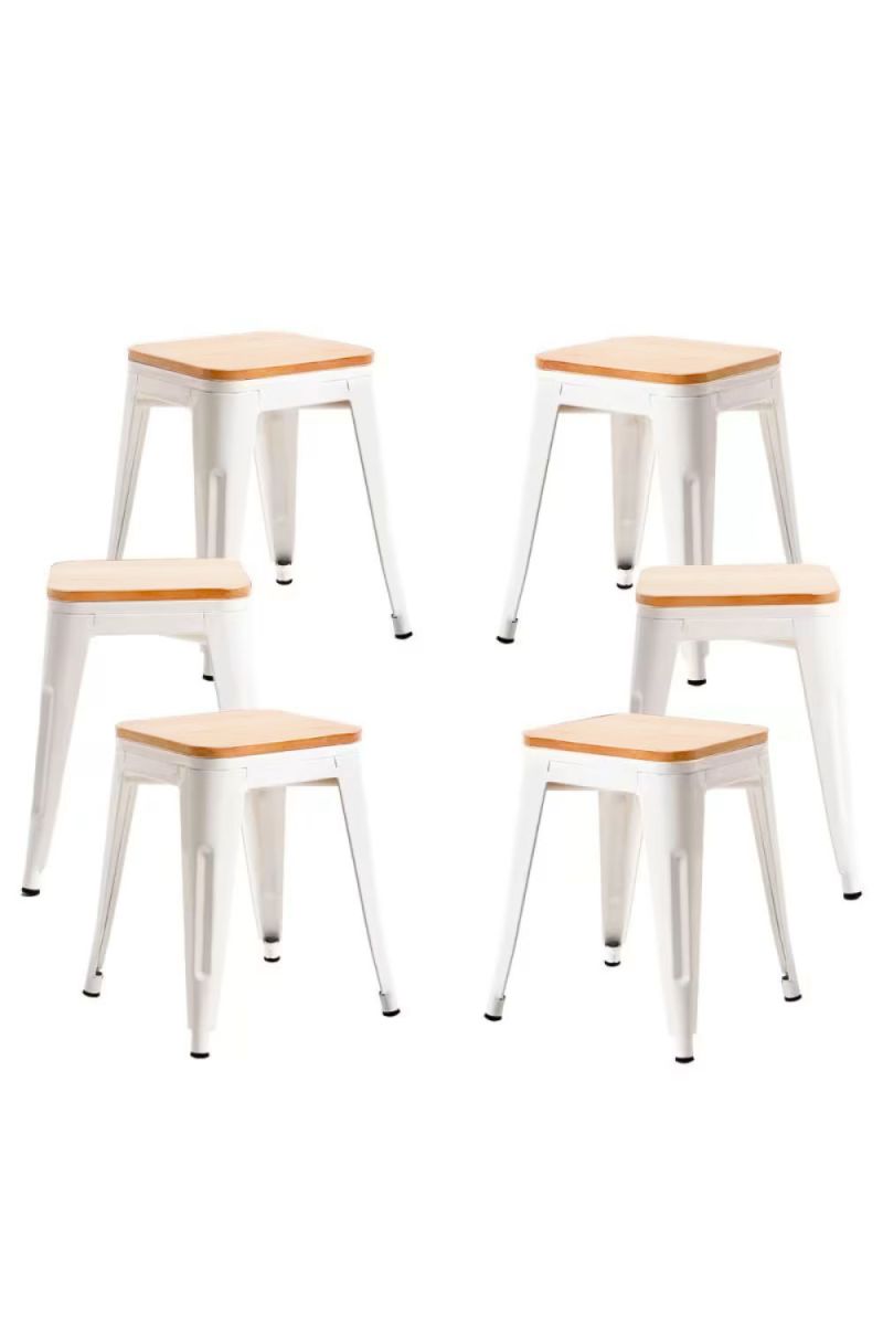 Pack 6 taburetes torix pequeños madera natural - blanco