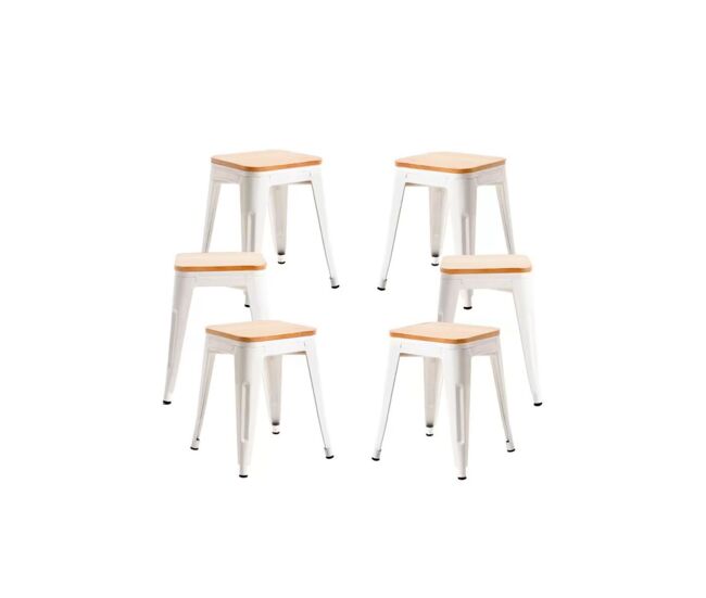Pack 6 taburetes torix pequeños madera natural - blanco