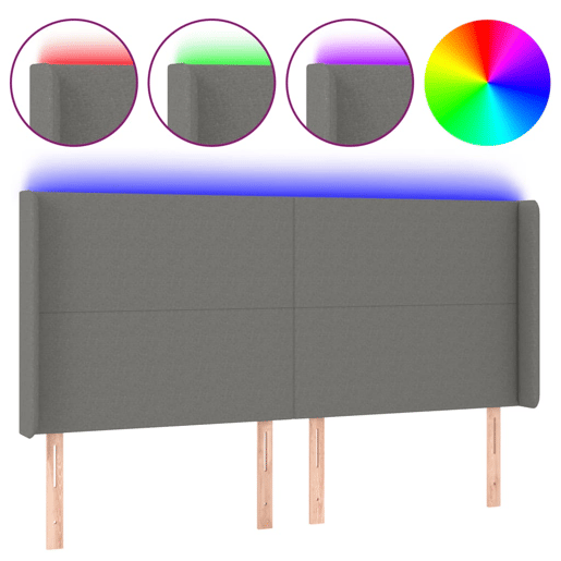 vidaXL Cabeceira de cama c LED tecido 163x16x118128 cm cinza-escuro vidaXL Cabeceira de cama c LED tecido 163x16x118128 cm cinza-escuro
