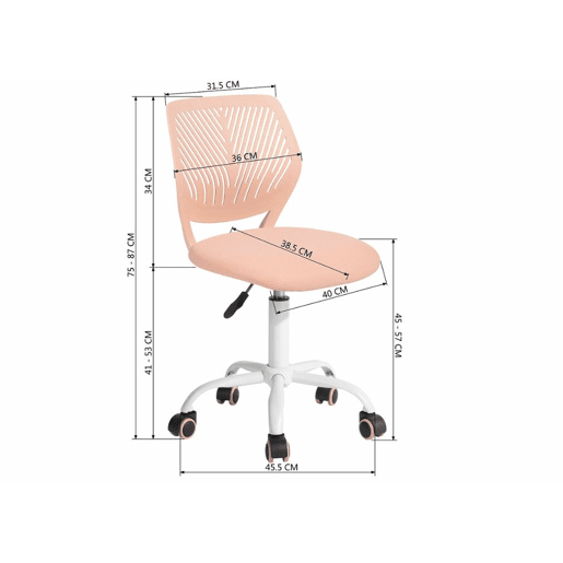 Cadeira de escritório para criança CARNATION ROSE Light Sage Pink com rodízios Cadeira de escritório para criança CARNATION ROSE Light Sage Pink com rodízios