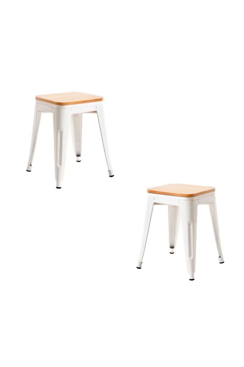Pack 2 taburetes torix pequeños madera natural - blanco
