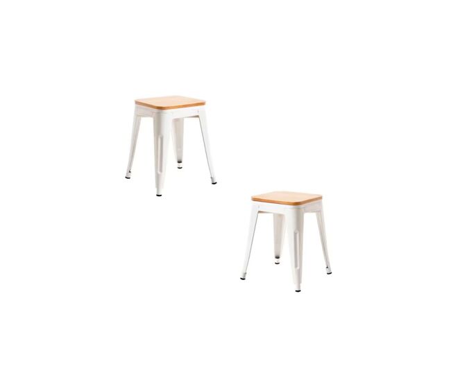 Pack 2 taburetes torix pequeños madera natural - blanco