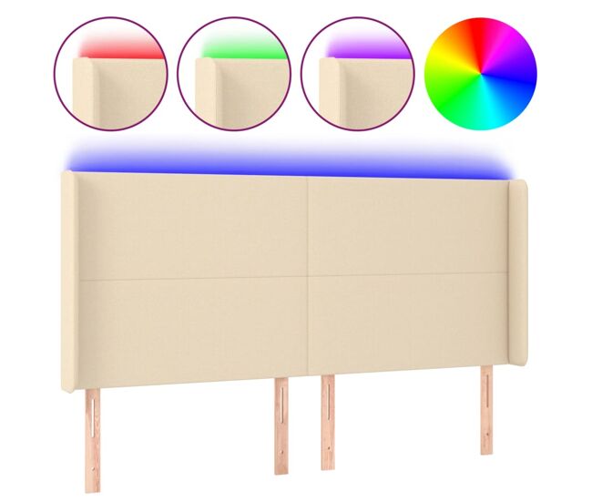 Vidaxl cabecero con led de tela color crema 183x16x118/128 cm