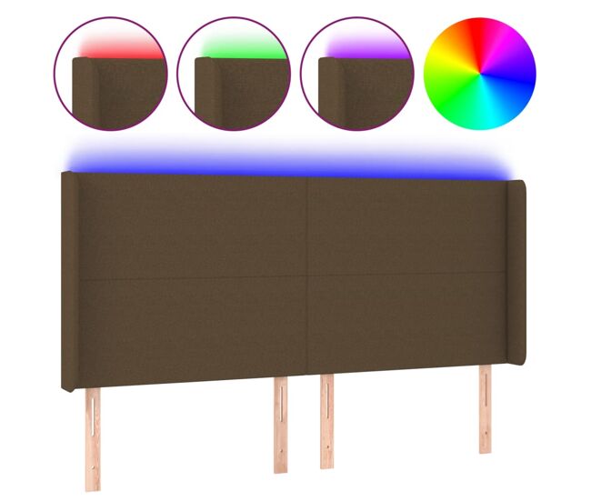 Vidaxl cabecero con led de tela marrón oscuro 183x16x118/128 cm