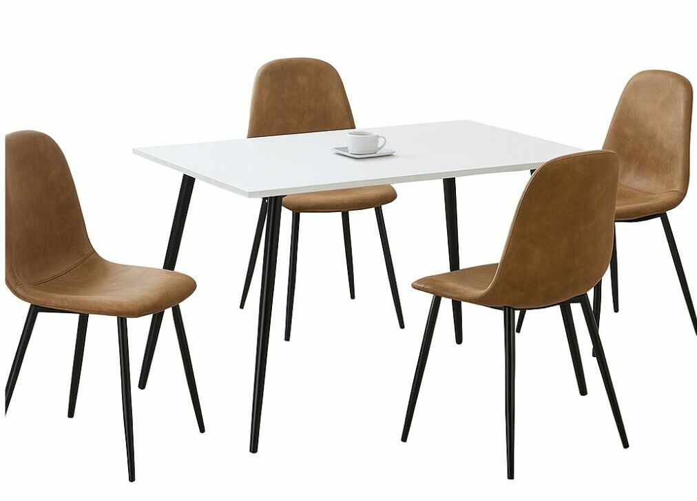 Conjunto de mesa efecto mármol y 4 sillas escandinavas retro