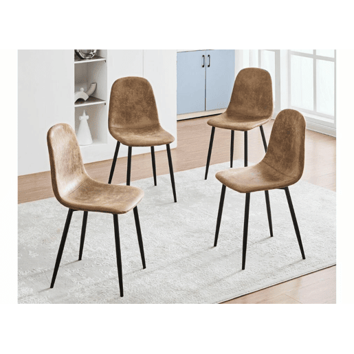 MESA DE MÁRMORE BRANCO WHALEN 120 KD + CHARLTON SUEDE BROWN S FRXZ B conjunto de mesa com efeito de mármore branco e 4 cadeiras escandinavas castanhas retro