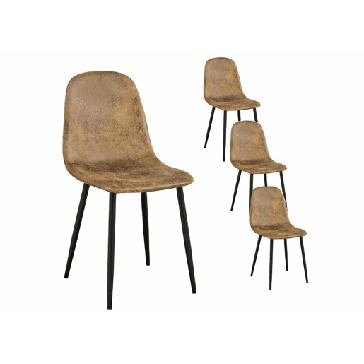 MESA DE MÁRMORE BRANCO WHALEN 120 KD + CHARLTON SUEDE BROWN S FRXZ B conjunto de mesa com efeito de mármore branco e 4 cadeiras escandinavas castanhas retro