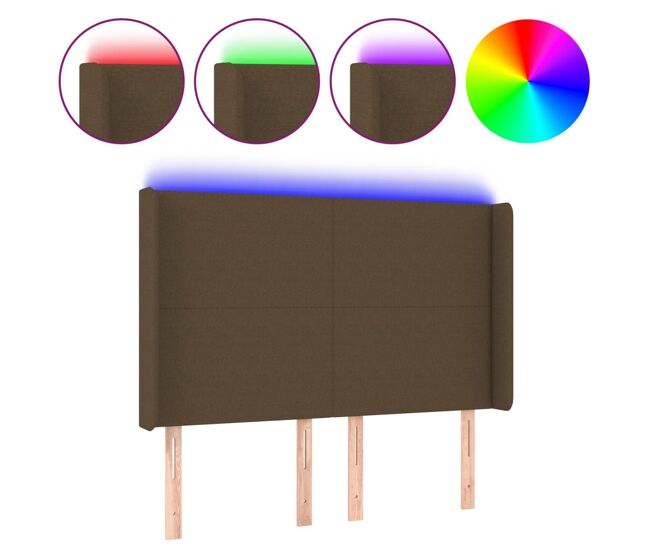 Vidaxl cabecero con led de tela marrón oscuro 147x16x118/128 cm