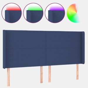 vidaXL Cabeceira de cama c luzes LED tecido 183x16x118128 cm azul