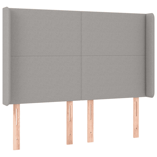 vidaXL Cabeceira cama c luzes LED tecido 147x16x118128cm cinza-claro
