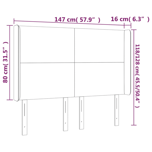 vidaXL Cabeceira cama c luzes LED tecido 147x16x118128cm cinza-claro