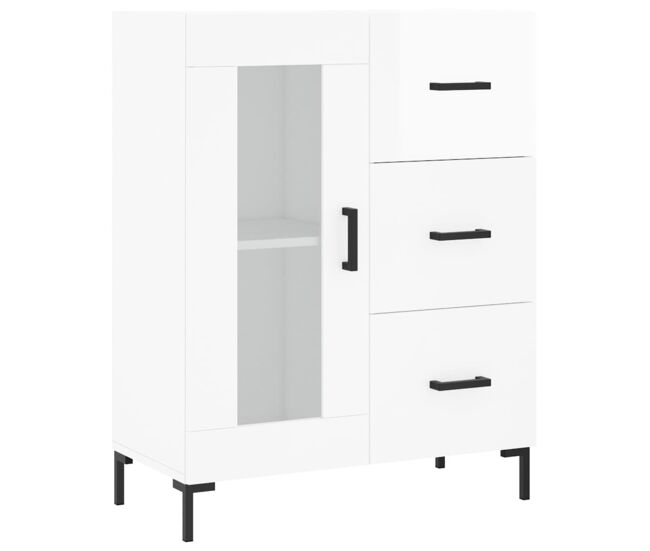Vidaxl aparador de madera contrachapada blanco brillante 69,5x34x90 cm