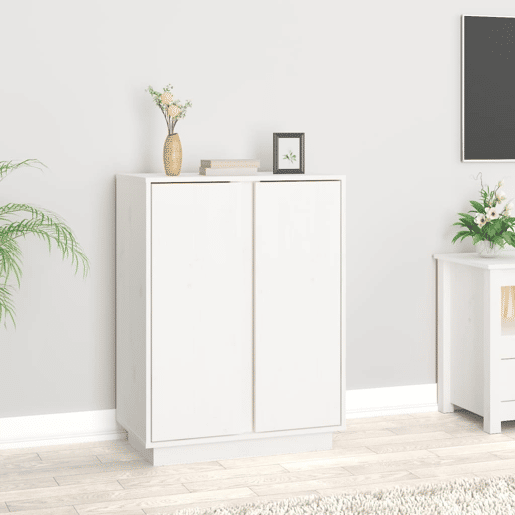 vidaXL Aparador 60x35x80 cm madeira de pinho maciça branco