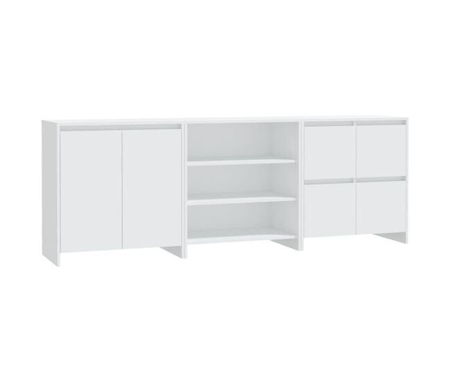 Vidaxl aparador de 3 piezas madera contrachapada blanco