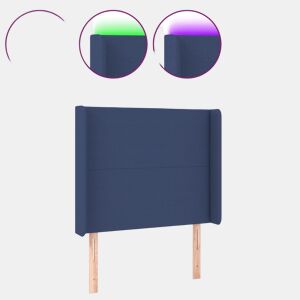 vidaXL Cabeceira de cama c luzes LED tecido 103x16x118128 cm azul