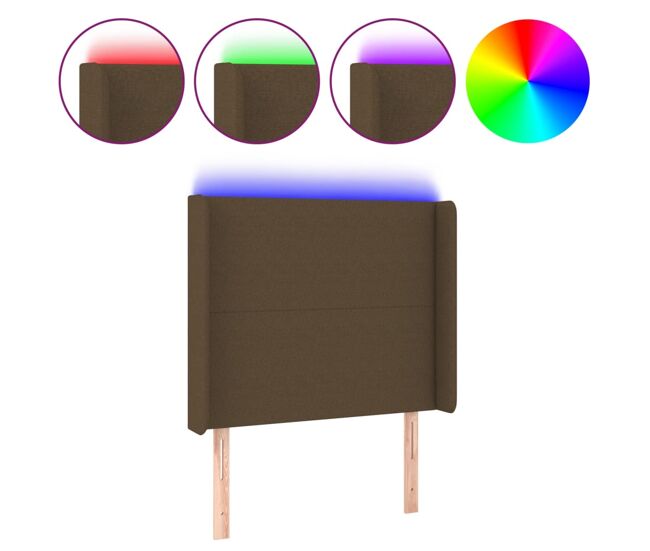 Vidaxl cabecero con led de tela marrón oscuro 103x16x118/128 cm