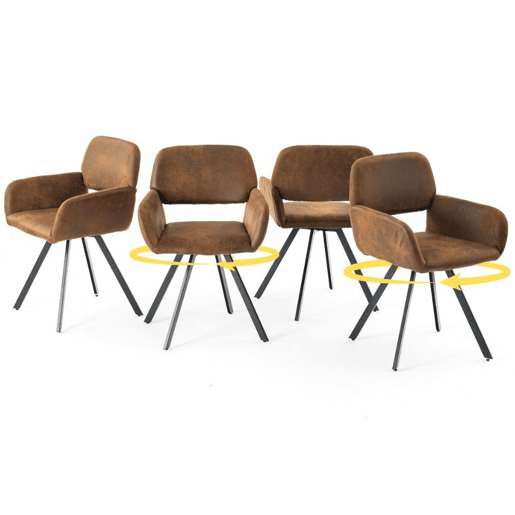 Mesa elástica de mármore branco WHALEN com perna preta DD + CALIFORNIA KD camurça castanha giratória A