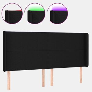 vidaXL Cabeceira de cama c luzes LED tecido 163x16x118128 cm preto