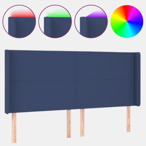vidaXL Cabeceira de cama c luzes LED tecido 203x16x118128 cm azul