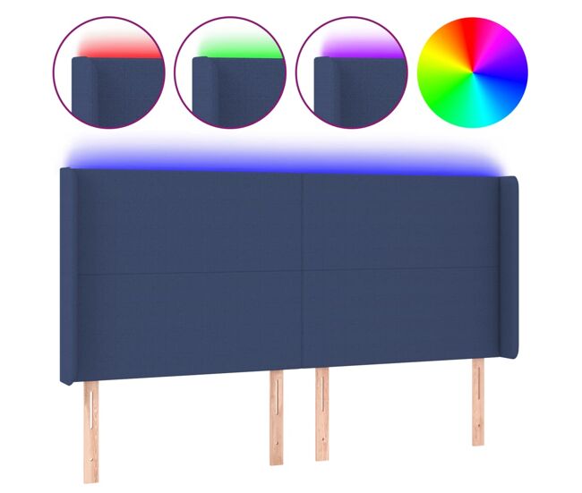 Vidaxl cabecero con led de tela azul 203x16x118/128 cm