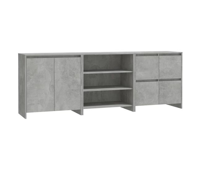 Vidaxl aparador de 3 piezas madera manufacturada gris hormigón