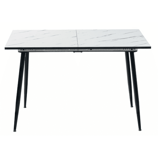 Mesa elástica em mármore branco WHALEN com perna preta DD + camurça Mayfair castanho A