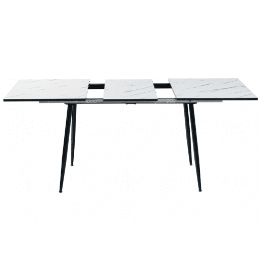 Mesa elástica em mármore branco WHALEN com perna preta DD + camurça Mayfair castanho A