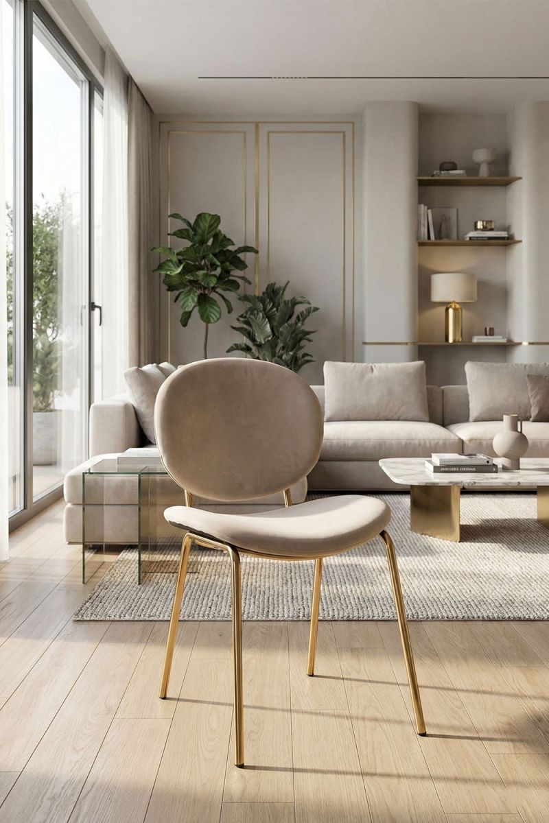 Silla lenor golden terciopelo - beige