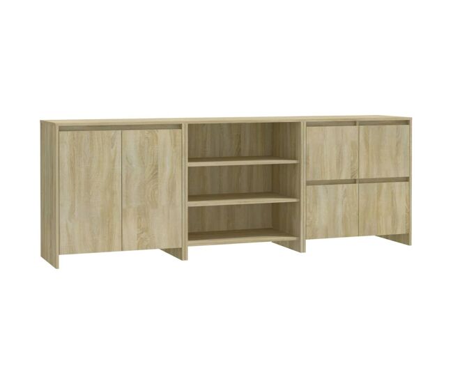 Vidaxl aparador de 3 piezas madera manufacturada color roble sonoma