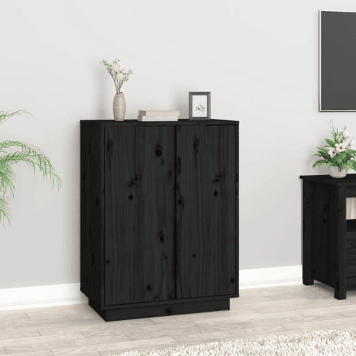vidaXL Aparador 60x35x80 cm madeira de pinho maciça preto vidaXL Aparador 60x35x80 cm madeira de pinho maciça preto