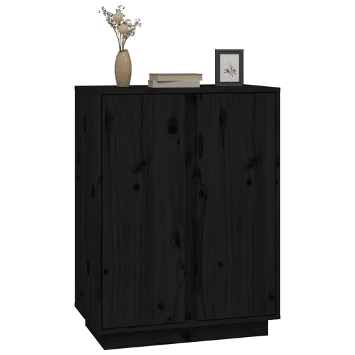vidaXL Aparador 60x35x80 cm madeira de pinho maciça preto vidaXL Aparador 60x35x80 cm madeira de pinho maciça preto