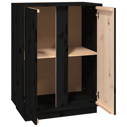 vidaXL Aparador 60x35x80 cm madeira de pinho maciça preto vidaXL Aparador 60x35x80 cm madeira de pinho maciça preto