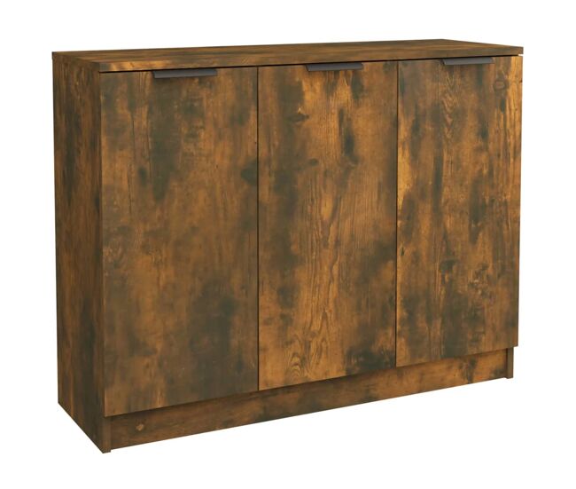 Vidaxl aparador madera contrachapada color roble ahumado 90,5x30x70 cm