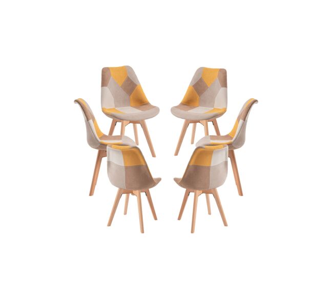 Pack 6 sillas synk patchwork - amarillo