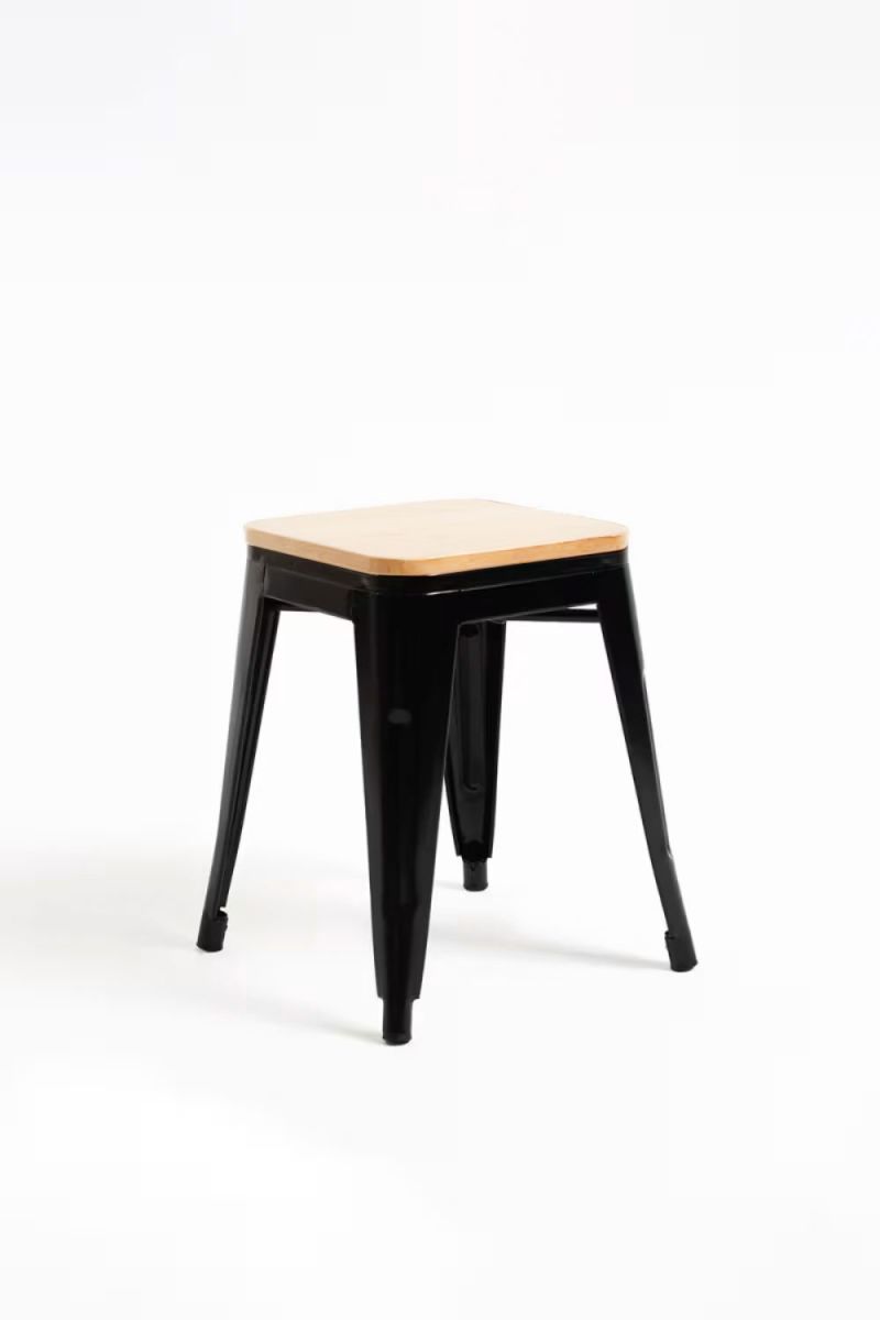 Taburete torix pequeño madera natural - negro