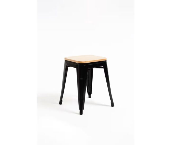 Taburete torix pequeño madera natural - negro