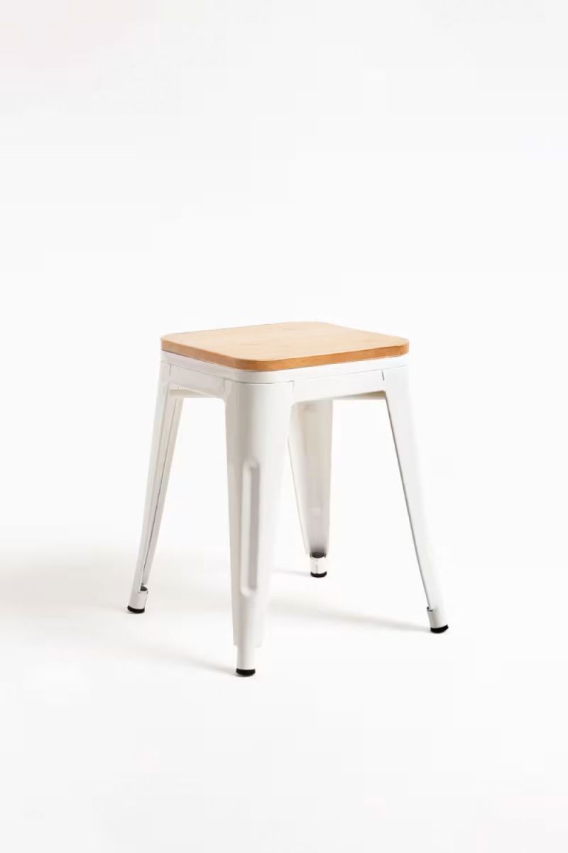 Taburete torix pequeño madera natural - blanco